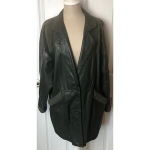 Pelle Vintage Dark Green Patch Leather Jacket Women's Size S
